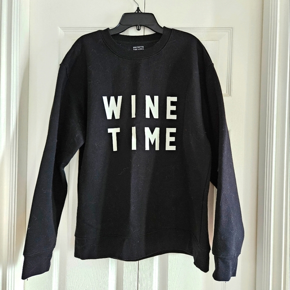 Brunette the Label black crewneck sweatshirt Wine Time M/L - Picture 2 of 7